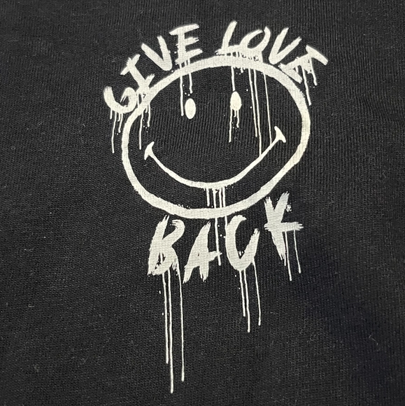 Smiley X H&M Cotton Black Long Sleeve Graphic Tee Size Xs - Picture 3 of 6